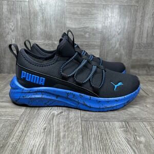 Puma One4All Sneakers Kids Size 5 Black Blue Marble Running Athletic NEW